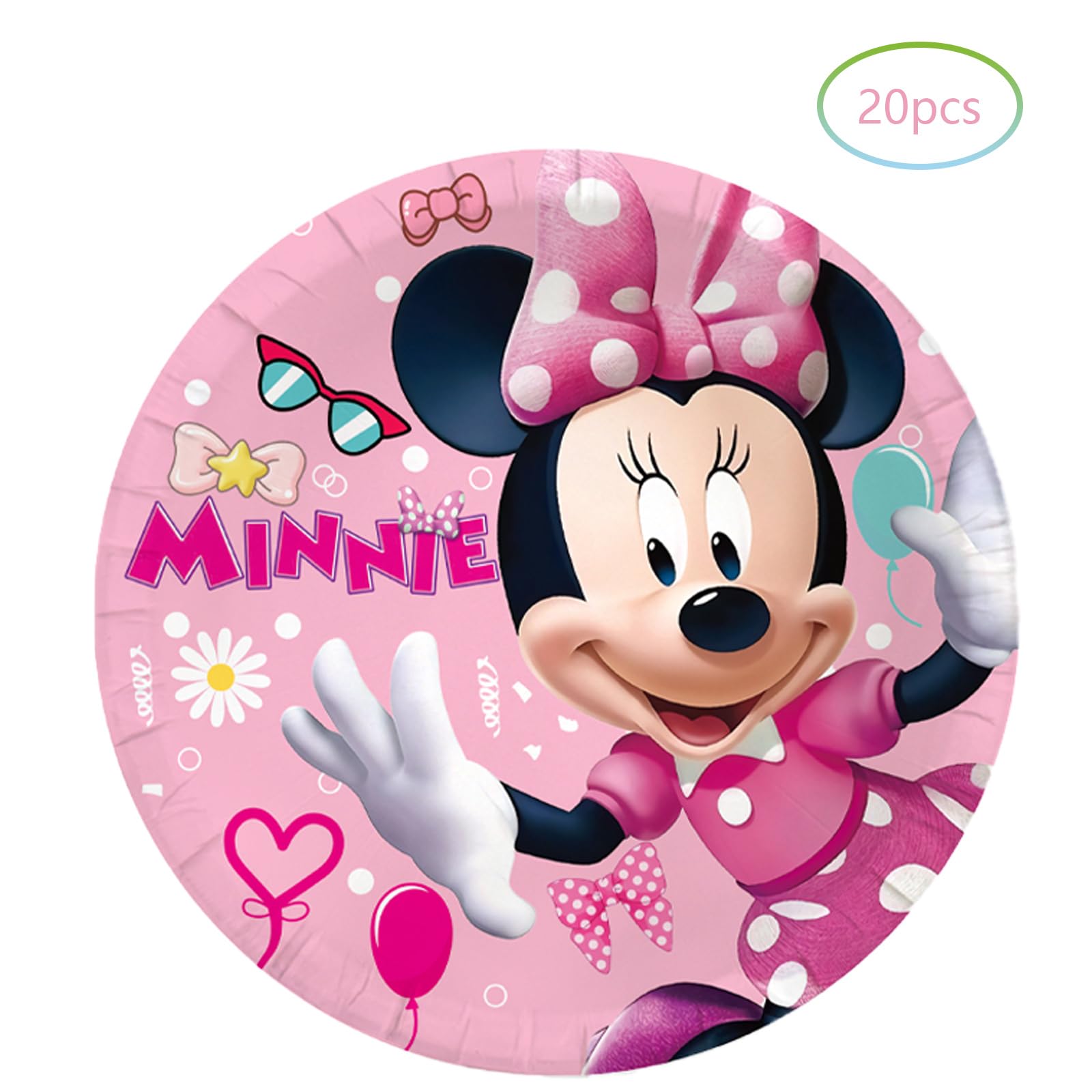 Minnie Birthday Party Supplies, Include 20 Plates and 20 Napkins, for Minnie Theme Birthday Party Decorations