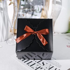 VGOODALL 10PCS Gift Candy Boxes, Black Treat Box with Ribbon Paper Candy Boxes for Wedding Cookie Chocolates Small Gifts