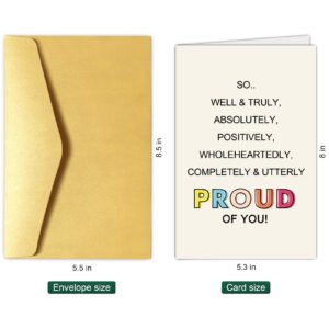 Chenive So Proud Of You Card, Graduation Card, Congratulations on Grad Card, Congrats Card, New Job Card, Promotion Card, Well Done Card