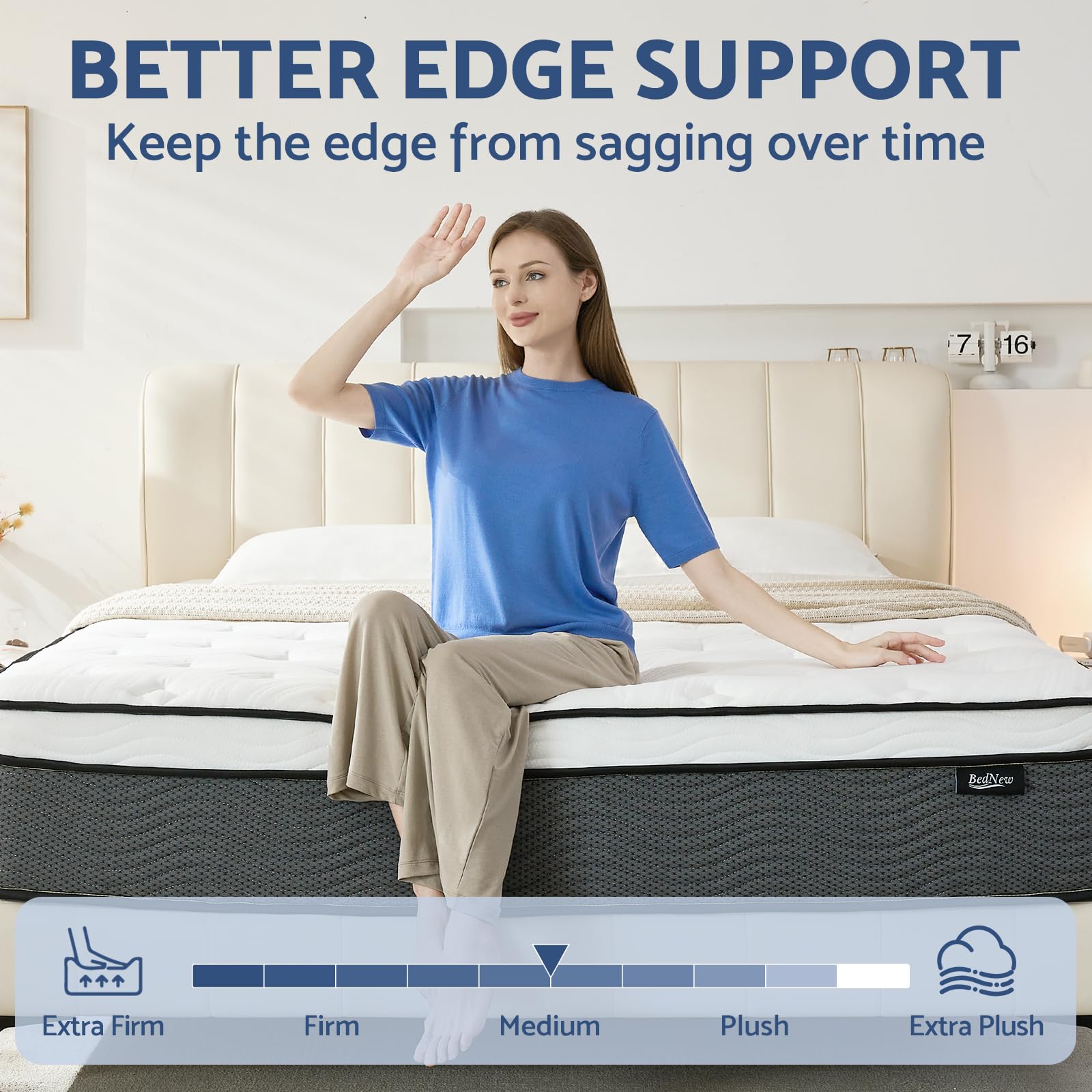 Full Size Mattress, 14 Inch Full Mattress in a Box, Hybrid Mattress with Gel Memory Foam, Pocket Springs Mattress for Motion Isolation, Pressure Relief, Firm