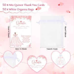 Wenqik 50 Set Quinceanera Gift for Guests Quinceanera Party Favors Butterfly Wish Bracelets Adjustable Butterfly Bracelet with Wish Cards Thank You Card and Organza Bag for 15 Year Birthday Supply