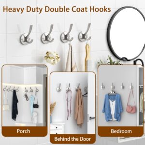 ZUONAI Towel Hooks for Bathroom Wall Mounted 4 Pack Coat Hooks Brushed Nickel Towel Hook Satin Nickel Coat and Hat Hook Silver Wall Hook Bathroom Towel Hook for Hanging Towels Bath Towel Hooks