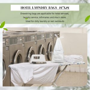 Wowangce 200 Pcs Hotel Laundry Bags Bulk 1.38 Mil 14" x 24" Laundry Bags Plastic with Drawstring Closure Writing Strips Patient Personal Belongings Bags Dirty Clothes Bag for Factory Travel Hospital