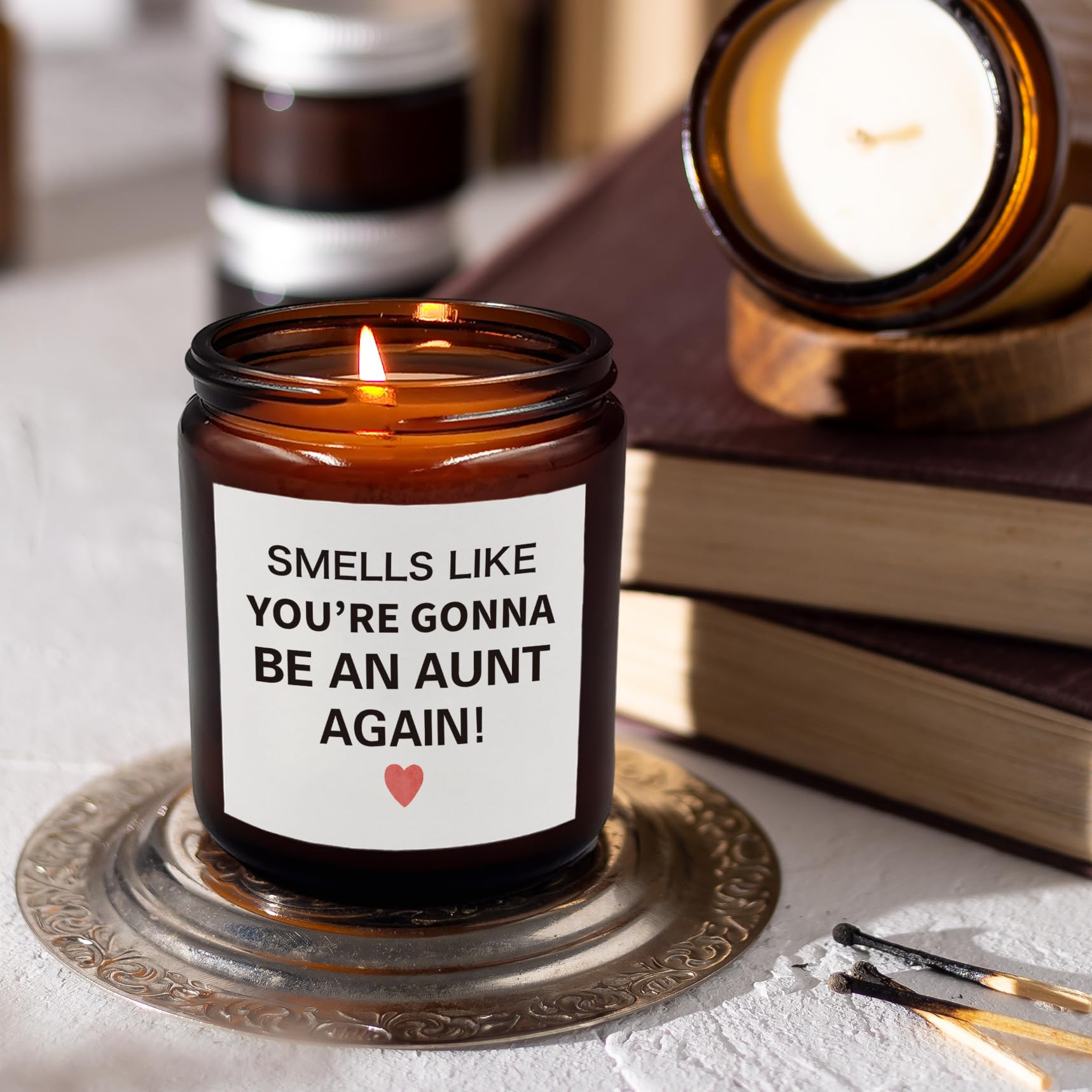 PUHEI Pregnancy Announcement for Aunt Candle, Baby Announcement Mothers Day Candle Gifts for Aunt Sister Auntie, Aunt Sister Gifts, You're Going to Be an Aunt Again Soy Scented Jar Candles