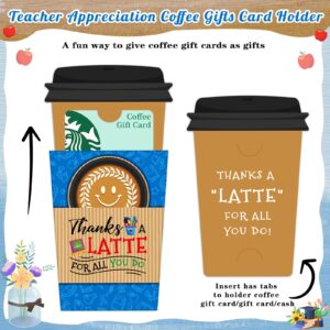 WhatSign Teacher Appreciation Gift Cards Holder Thank You Teacher Coffee Gift Card Holders Best Teacher Gifts Cards End of Year Gifts for Teacher Retirement Teacher Appreciation Week Coffee Gift Cards