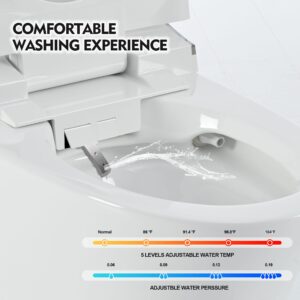 Luxury Smart Toilet with Warm Water Sprayer and Dryer, Foot Sensor Operation, Heated Bidet Seat, Raised Tankless Toilet with Remote Control, 27.01L*15.6W*18.7”H