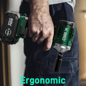 KIMO Impact Wrench 1/2 Inch with 814N.M/600ft-lbs Max Torque, 3 Mode Setting, 2 x 3000mAh Batteries, 3000 RPM, 1 Hour Fast Charger, 1/2 Impact Gun with Variable Speeds, 20V Impact Driver for Car Home