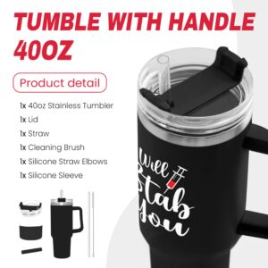 SANDJEST Nurse Gifts I Will Stab You Tumbler with Handle 40oz Stainless Steel Insulated Coffe Cup Funny Nurse Week Gifts, Nursing School Graduation, Appreciation Gifts for RN Nurses