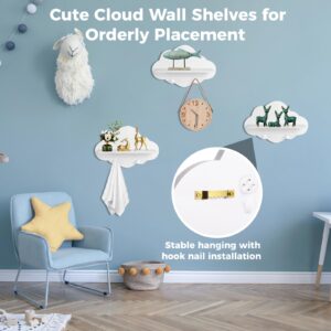 Tideme 3 PCS Wavy Cloud Wall Shelves, Cute Cloud Shelves Stands, Cute Simple Style Wall Shelf, Kawaii Room Wall Decor Wall Shelf Book Shelves for Wall Embellishment