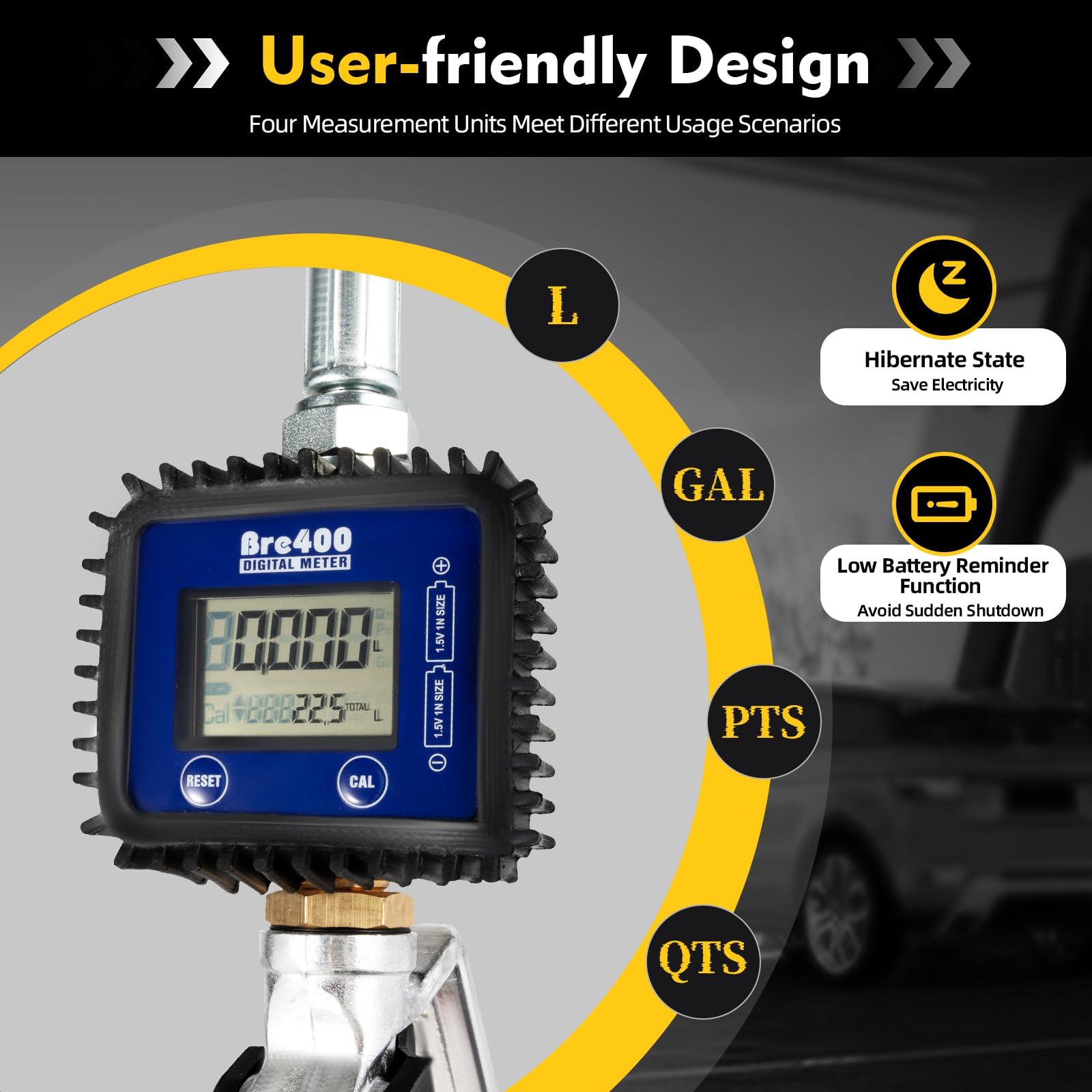 GCIUEMMH Digital Oil Control Valve Meter Nozzle - Pneumatic Oil Gun with 1/2" inch NPT Inlet Electronic Oil Meter Gun 100bar Max Pressure 1-35 L/min Digital Fuel Oil Nozzle with Flow Meter LCD Display