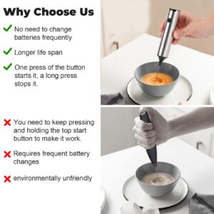 JOUEURER Kitchen Milk Frother With 2 Heads, USB C Fast Charging Handheld 3-Speed Latte Frother - Home Coffee Blender, Matcha, Hot Chocolate, Cappuccino, Creamer, Smoothie & Egg Mini Frother