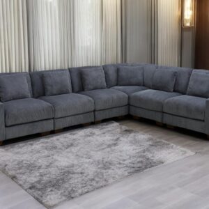 A Ainehome Modular Sectional Sofa Set, Living Room Furniture Sets Oversized L-Shaped Sofa Set 6-Seat Modular Large Sectional Couch for Living Room(C-Dark Grey Corduroy)