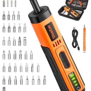 Vastar 4.2V Electric Screwdriver Kit, 4 Torque Settings, 49 in 1 Cordless Rechargeable Screwdriver with LED Light, 35 CRV Steel Screwdriver Bits, 8 Sockets, Magnetic Hex Chuck, Bit Holders