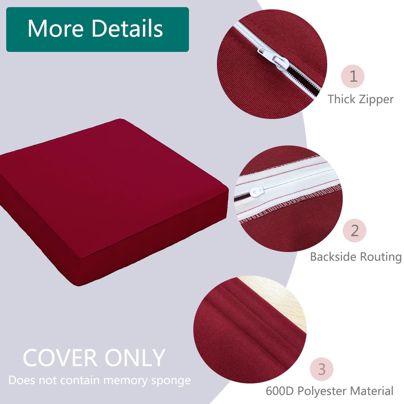 Sqodok Outdoor Cushion Covers 14Pcs Patio Cushion Slipcovers, Replacement Waterproof with Zipper for 6-Seaters Sofa, Outdoor Furniture Cushion Slipcovers Set Seat and Back, Covers Only, Dark Red