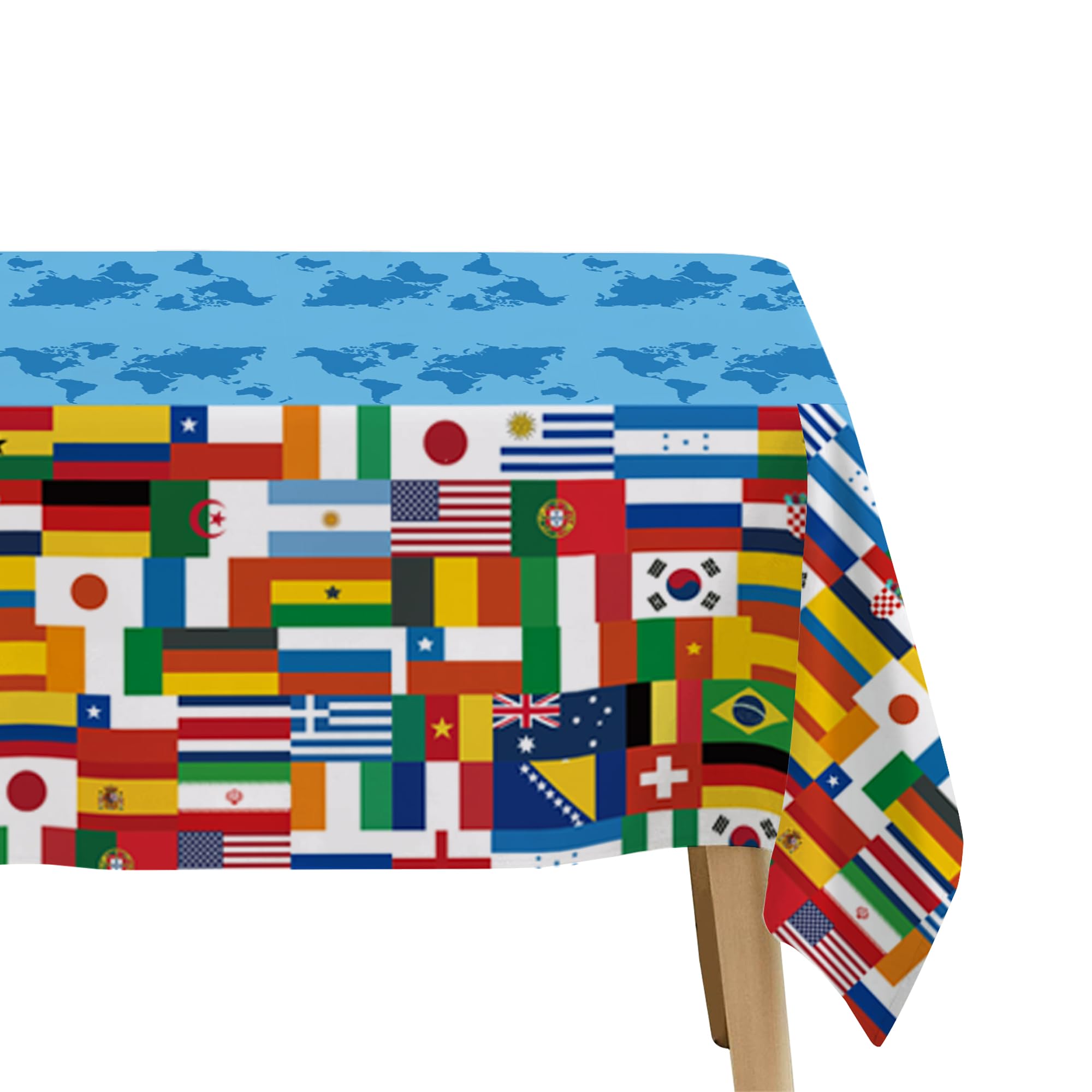 APOWBLS International World Flags Decorations Tablecloth - Disposable Olympic Party Decorations Supplies Table Cover, Travel Trip Around The World Globe Retirement Table Cloth - 3Pack (54in x 108in)