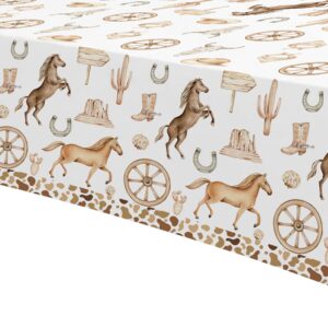 APOWBLS Western Cowboy Party Decorations Tablecloth - Disposable Wild West Cowboy Birthday Party Supplies Table Cover, Western Rodeo Cowboy Birthday Baby Shower Table Cloth - 3 Pack (54in x 108in)