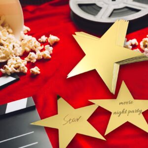 100 Pcs 6 Inch Gold Star Cutouts Double Printed Paper Stars Gold Star Decoration Movie Night Supplies Hollywood Theme Party Red Carpet Party Supplies for Classroom Wall Party