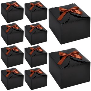 vgoodall 10pcs gift candy boxes, black treat box with ribbon paper candy boxes for wedding cookie chocolates small gifts