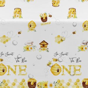 APOWBLS Bee 1st Birthday Party Decorations Tablecloth - Disposable Bumble Bee Frist Birthday Supplies Table Cover, Bee Table Decorations for One-Year-Old Birthday Table Cloth - 3 Pack (54in x 108in)