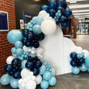 170Pcs Different Blue Balloons Arch Garland Kit with white balloons for Baby Shower Bridal Shower Birthday Wedding Party Decorations