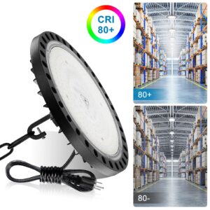 WOWSPEED 200W LED High Bay Light 20 Packs, 5000K Bright UFO LED High Bay Lights 20000LM with US Plug 5FT Cable,IP65 LED UFO Bay Lighting with Chain&Safety Rope for Warehouse Workshop Factory Garage