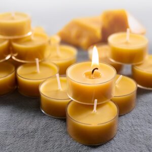 48 Packs Beeswax Tealight Candles, 100% Pure Beeswax Candles | 4-Hour Extended Burn Time | Natural Beeswax Tea Lights Candles in Clear Cup, Perfect for Home Deco,Air Purification,Fragrance