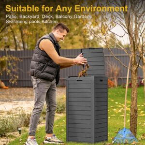 KFY 31-Gallon Outdoor Trash Can with lid, Waterproof, UV-Resistant Resin Garbage Can, Lockable Lid and Drip Tray, Animal-Proof, for Patio, Kitchen, Backyard and Deck