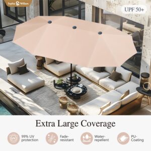 Sophia & William Patio Set with Umbrella 8 Pieces Outdoor Dining Set for 6 with 13ft Double-Sided Patio Umbrella Beige, 6 x Swivel Patio Chairs, 1 Metal Table for Lawn Garden