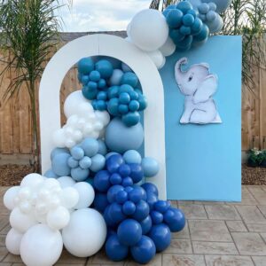 170Pcs Different Blue Balloons Arch Garland Kit with white balloons for Baby Shower Bridal Shower Birthday Wedding Party Decorations