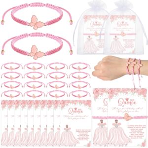 wenqik 50 set quinceanera gift for guests quinceanera party favors butterfly wish bracelets adjustable butterfly bracelet with wish cards thank you card and organza bag for 15 year birthday supply