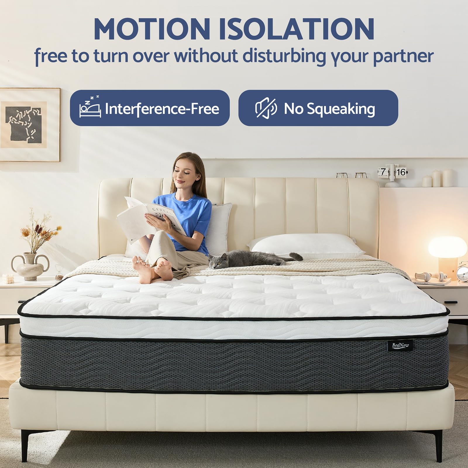 King Size Mattress, 14 Inch King Mattress in a Box, Hybrid Mattress with Gel Memory Foam, Pocket Springs Mattress for Motion Isolation, Pressure Relief, Firm