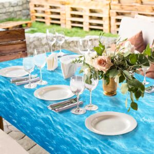 3 Pieces Ocean Waves Tablecloth 54 x 108 Inch Water Print Plastic Table Cover Ocean Party Table Cloths for Beach Pool Birthday Under The Sea Party Decorations Supplies