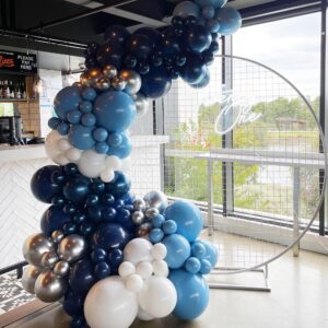 170Pcs Different Blue Balloons Arch Garland Kit with white balloons for Baby Shower Bridal Shower Birthday Wedding Party Decorations