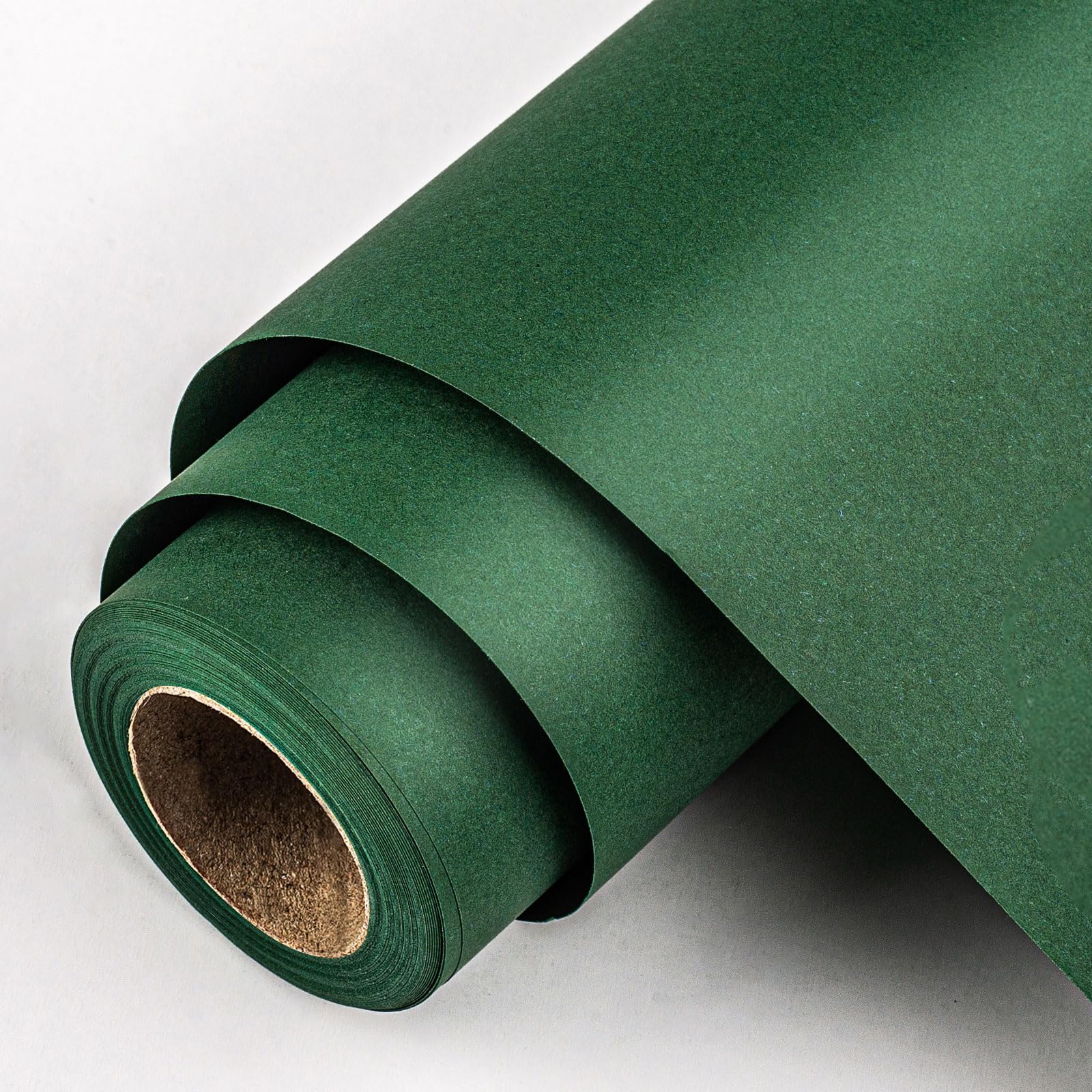 Matte Green Recycled Kraft Wrapping Paper - 46.8 Sq Ft Reversible Packing Moving Thick Paper Roll for Gift Wrap Bulletin Board Bouquet Flower Kids Wall Art Craft Table Runner - 17 Inches x 33 Ft