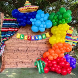 142Pcs Mexican Fiesta Balloon Arch Kit Rainbow Balloon Garland Llama Sombrero Cactus Mylar Balloons for Mexican Themed Party Cinco De Mayo Taco Coco Birthday Carnival Baby Shower Decorations (Style 2)