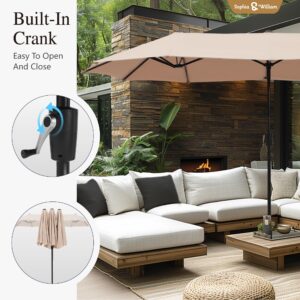 Sophia & William Patio Set with Umbrella 8 Pieces Outdoor Dining Set for 6 with 13ft Double-Sided Patio Umbrella Beige, 6 x Swivel Patio Chairs, 1 Metal Table for Lawn Garden