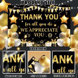 Thank You for All You Do Backdrop We Appreciate You Banner,Black Gold Appreciate Party Decoration Employee Staff Teachers Doctors Retirement Photo Backdrop for Thanks Party Supplies