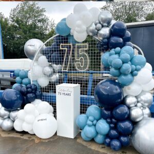 170Pcs Different Blue Balloons Arch Garland Kit with white balloons for Baby Shower Bridal Shower Birthday Wedding Party Decorations