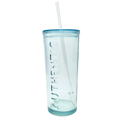 Vidrios San Miguel, 17oz Glass To-Go Cup With Leak-Proof Lid And Straw, Made Of 100% Recycled Glass, Dishwasher Safe, Authentic Embossed Tumblers For Smoothies, Boba, Iced Tea, Ice Coffee, Juice.