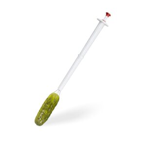 belefu 1 pcs pickle grabber tool stainless steel and plastic, 7.87 inch olive pepper pickle picker, deluxe pickle pincher, retractable pickle fork claw for jar kitchen food white