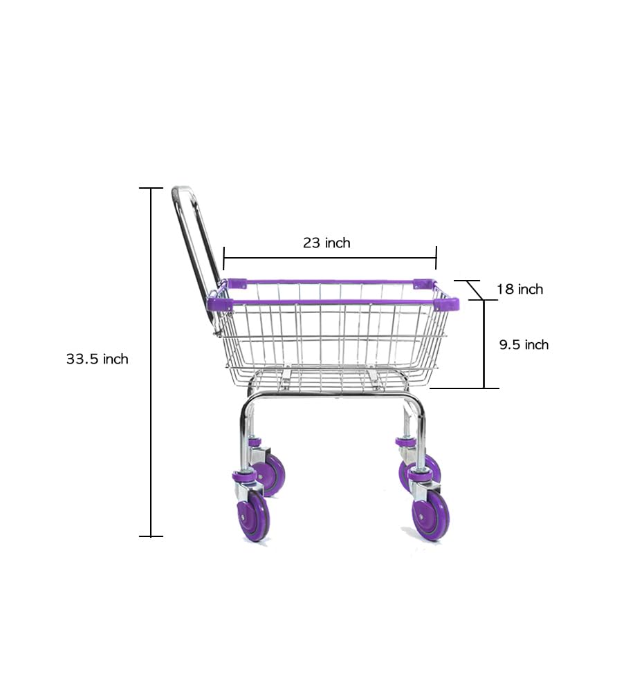 CHAMINUSA U HANDDLE Grocery & Laundry CART 1.5 Bushel (Gunpowder Metal) Red, Blue Trim (Red)