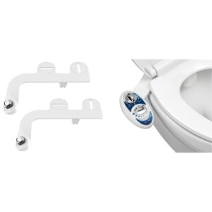 bio bidet by bemis slimedge 2-pack of freshwater attachments, white, non-electric & luxe bidet neo 185 - self-cleaning, dual nozzle, non-electric bidet attachment for toilet seat, adjustable