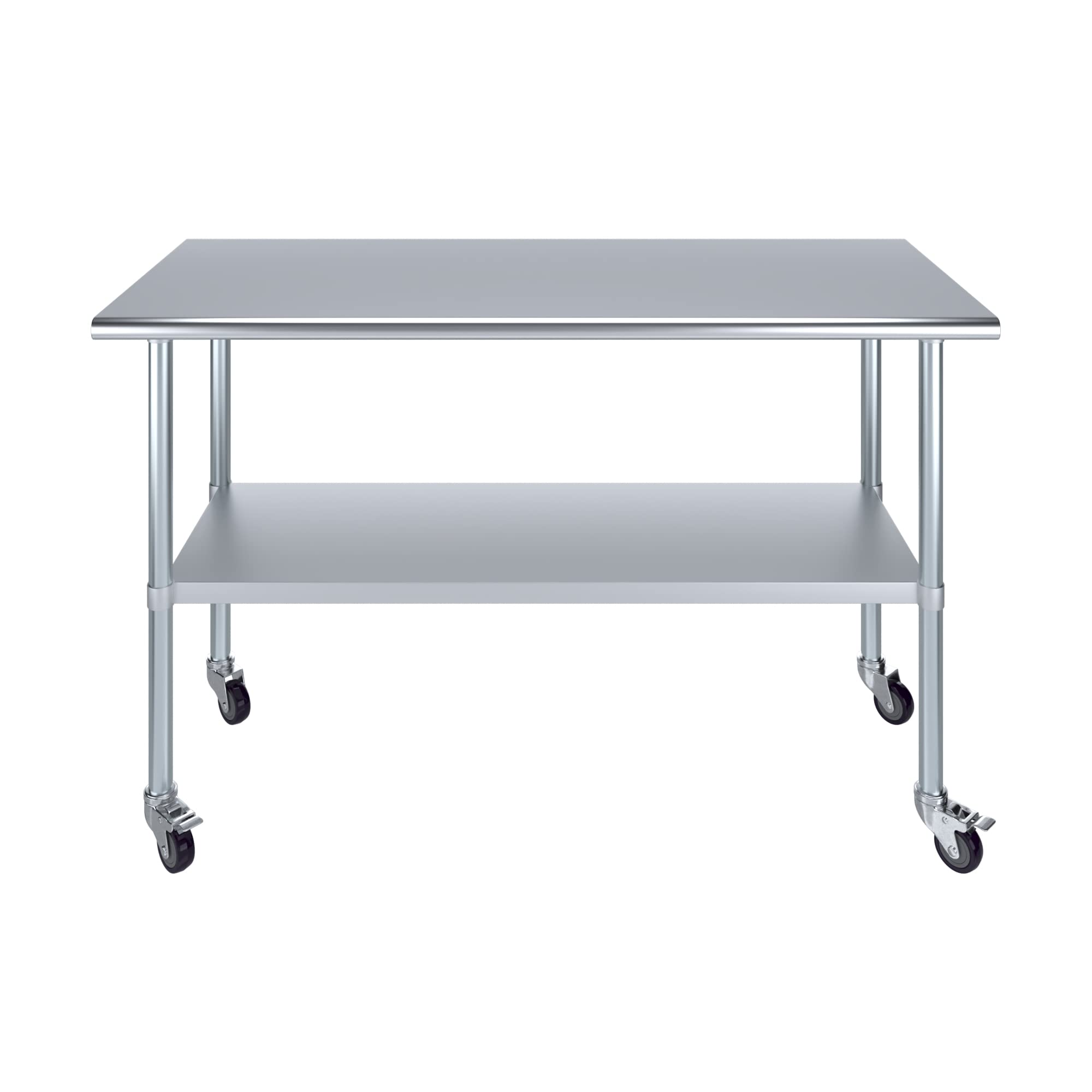 AmGood 24 in. x 60 in. Stainless Steel Work Table with Wheels | Metal Kitchen Food Prep Table | NSF