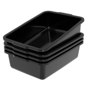 ysmiltion 24 l plastic commercial bus tub, large plastic utility bus box, black, 4 packs