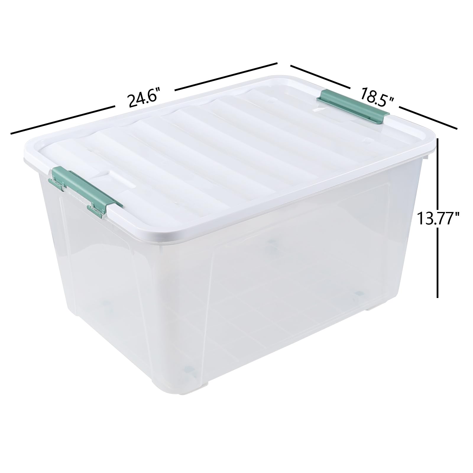 Ysmiltion 85 Quart Plastic Clear Bins with Lids, Large Plastic Storage Boxes with Wheels, 4 Packs