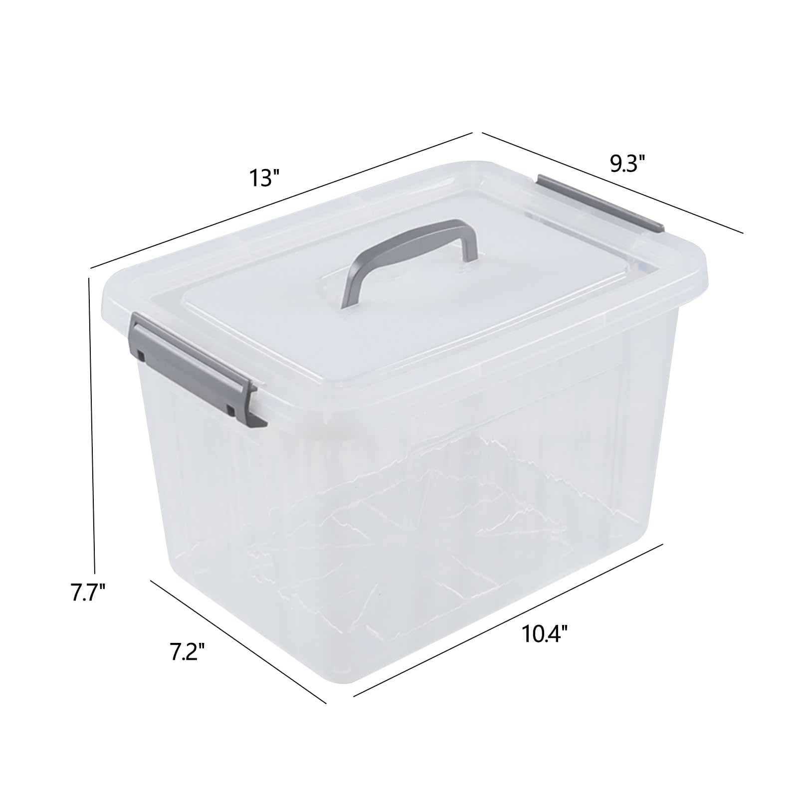 Xeabia 12 Quart Clear Storage Latch Box with Handles, Plastic Organizing Bin with Lid, 6 Packs