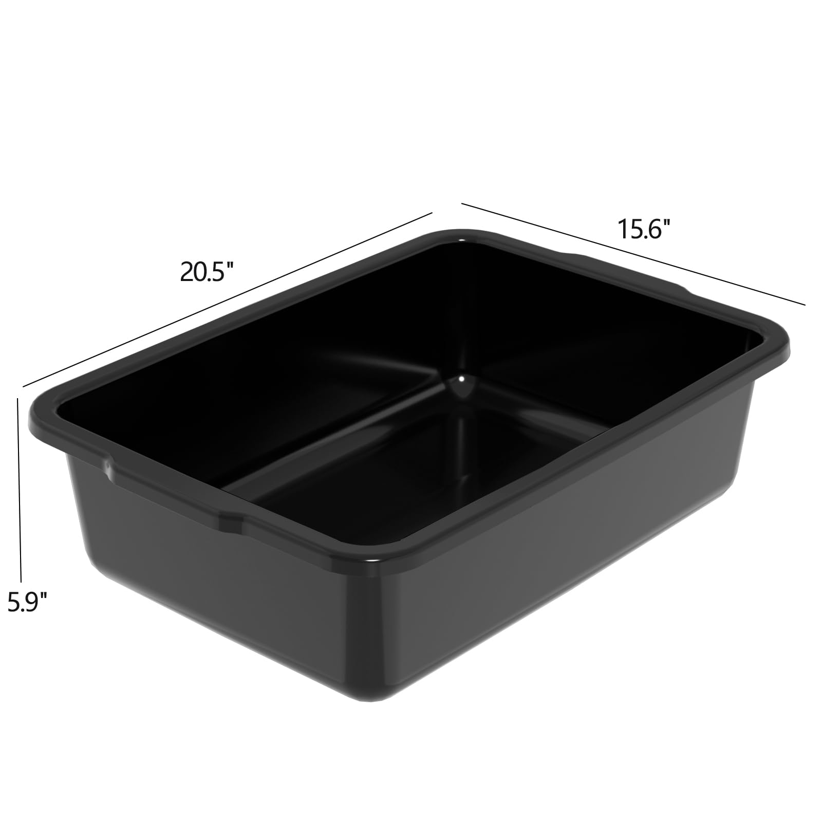 Ysmiltion 24 L Plastic Commercial Bus Tub, Large Plastic Utility Bus Box, Black, 4 Packs