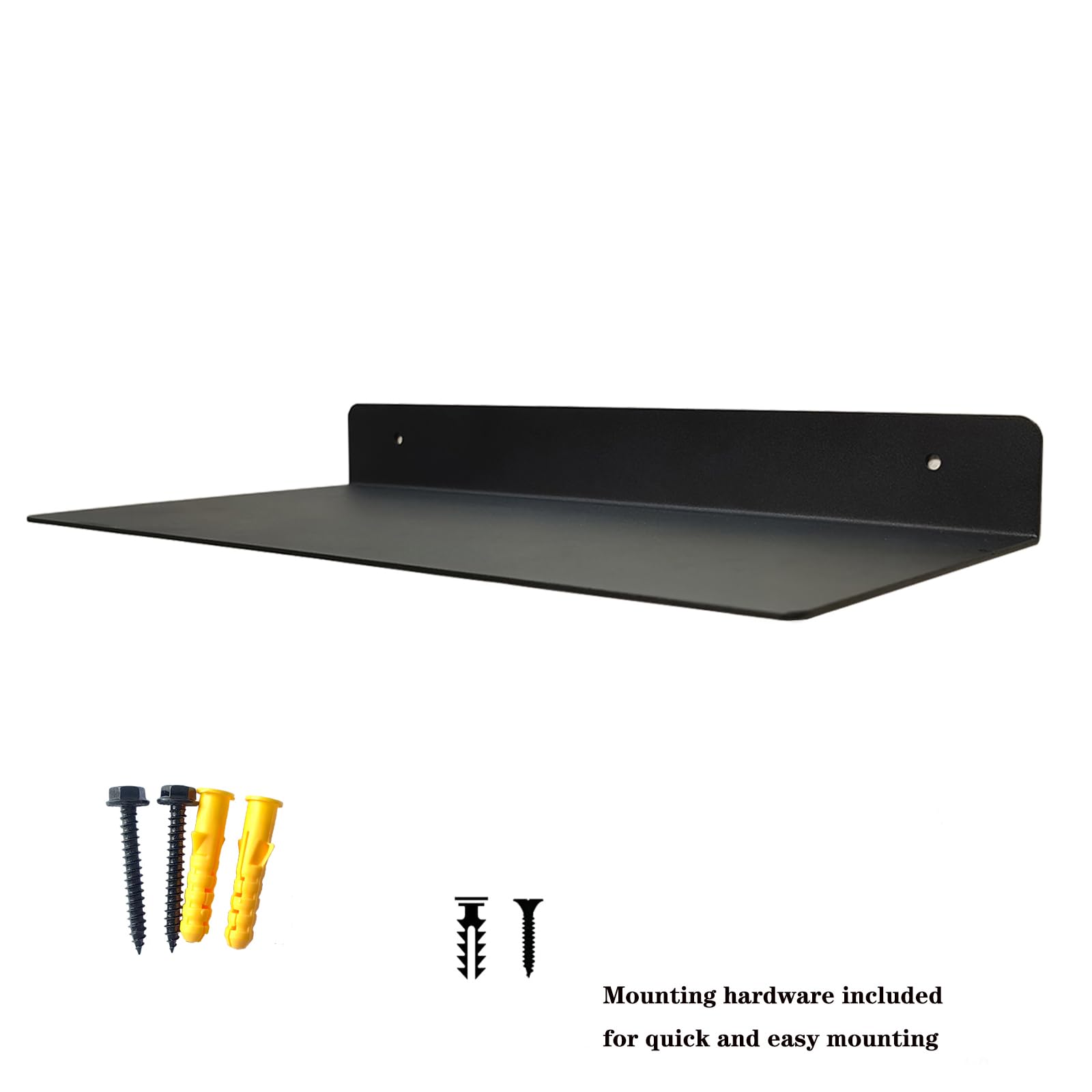 LJYMYSAK Linear Floating Shelf Industrial Heavy Duty Metal Wall Mounted Modern Rustic Farmhouse Designed Shelf Living Room Metal Wall Decor Shelf (8"*12" Black)