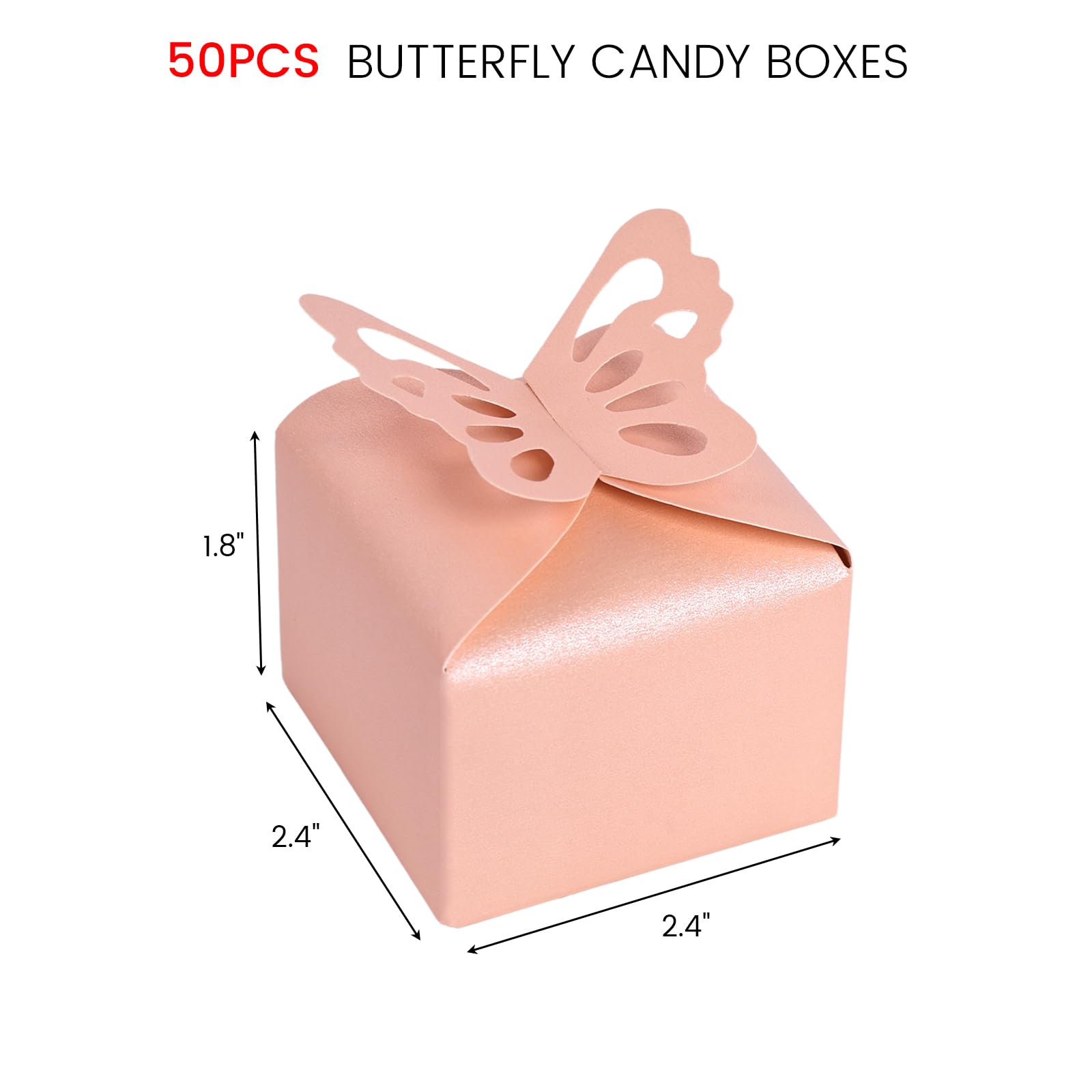 VGOODALL 50PCS Small Favor Boxes Pink, 3D Butterfly Candy Boxes Pink Baby Shower Favor Boxes for Wedding Birthday Party Gift Treat Box