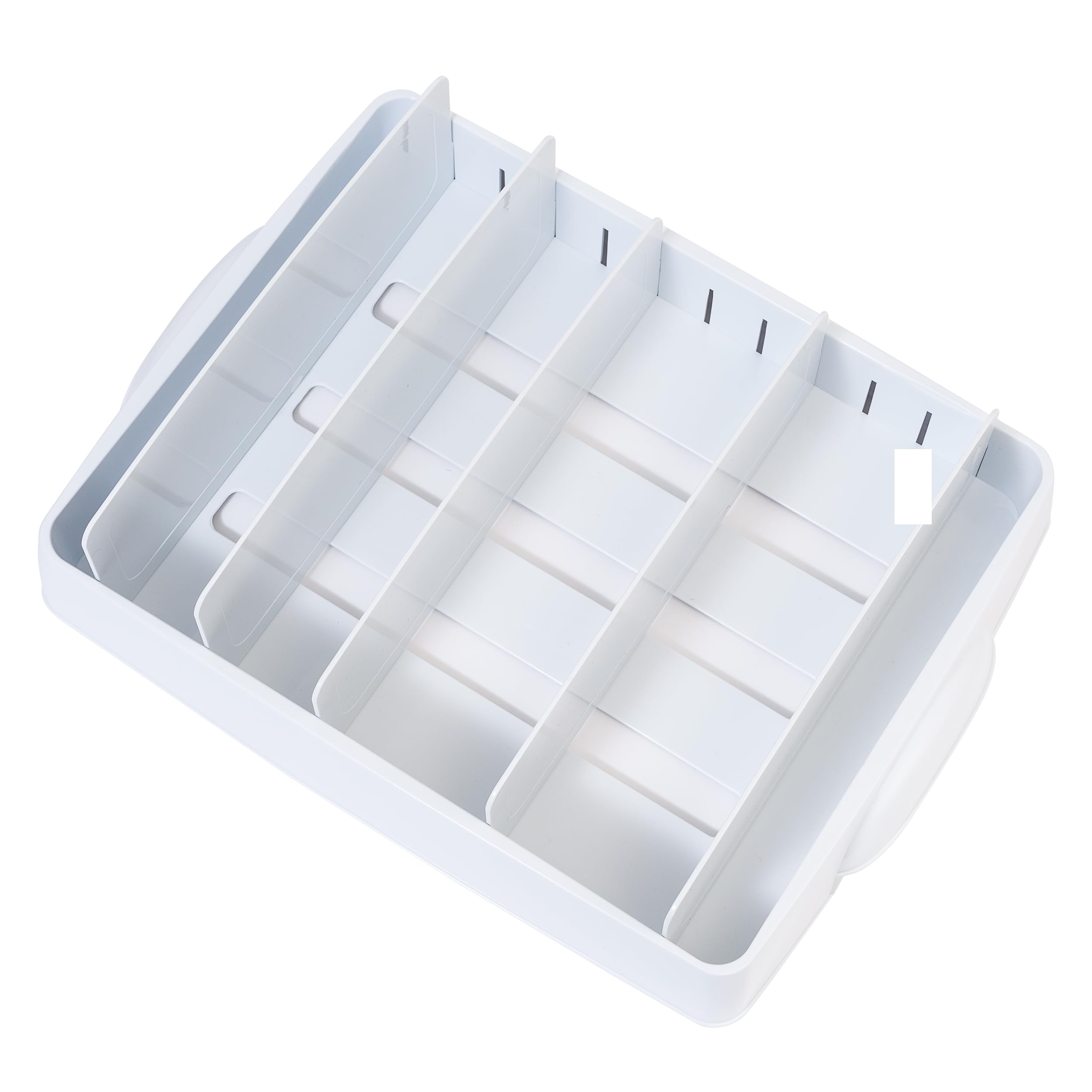 MRX Solutions Food Container Lid Organizer, Large, Adjustable Plastic, Kitchen Cabinet and Drawer Organization, White